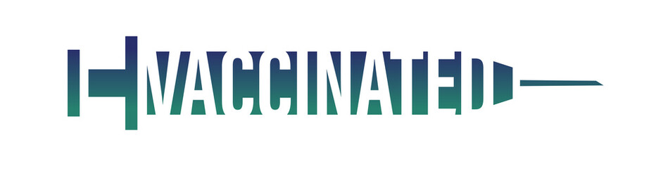 Vaccine campaign stickers with syringe. Vaccination badge