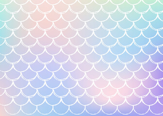 Holographic mermaid background with gradient scales.