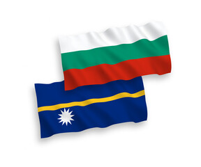 Flags of Republic of Nauru and Bulgaria on a white background