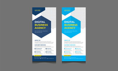 Rack Card, Corporate Dl Rack Card, Corporate Dl Flyer Design Template, Roll Up Banner, Signage Stand
