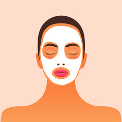 Facial Applied Mask Skin Care. Modern Flat Vector Illustration. Website Template. Social Media Concept.