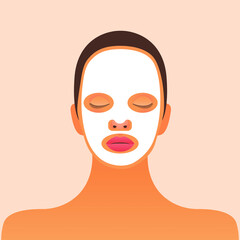 Facial Sheet Mask Skin Care. Modern Flat Vector Illustration. Website Template. Social Media Concept.