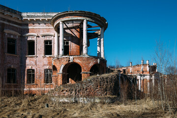 Fototapeta premium Old abandoned manor Otrada-Semenovskoye in Moscow Region, Russia