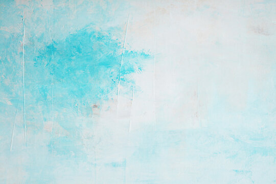 abstract oil paint texture on canvas, background. backdrop for your design. aqua blue turqoise © KMNPhoto