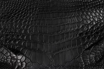 Schilderijen op glas Abstracte achtergrond van naadloze krokodil zwart leder texture © dmitryabaza
