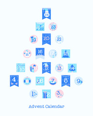 Christmas Advent Calendar. Winter Holidays Design Elements. Countdown Calendar.