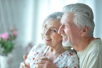 cheerful senior couple at home