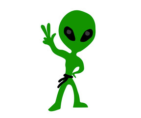 Alien on a white background. Cartoon. Vector illustration. 