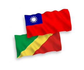 Flags of Republic of the Congo and Taiwan on a white background