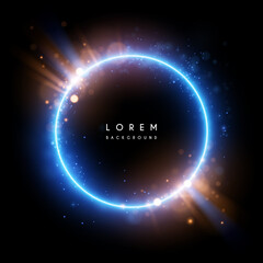 Abstract blue and yellow light ring