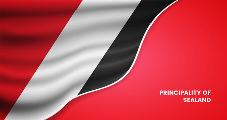 Abstract national day of Principality of Sealand background with elegant fabric flag and typographic illustration
