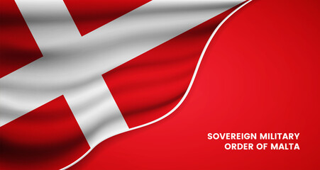 Abstract national day of Sovereign Military Order of Malta background with elegant fabric flag and typographic illustration