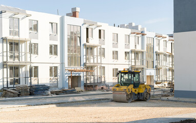 some machines on the construction site, working and building process