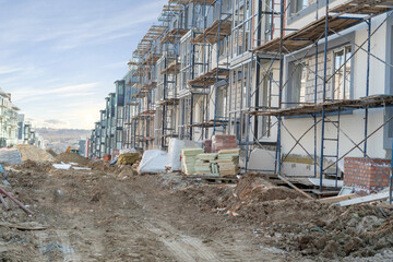 costruction site of building apartments, industry work business