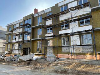 Fototapeta na wymiar process of building real estate apartment, industrial construction site