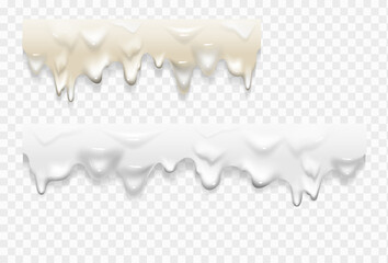 Paint drips. Dripping mayonnaise. Vector