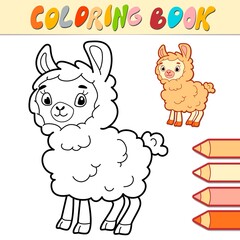Coloring book or page for kids. sheep black and white vector
