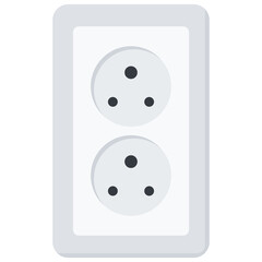 Simple White Flat Wall Socket Vector Illustration Icon, Type D