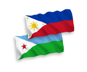 Fototapeta premium Flags of Republic of Djibouti and Philippines on a white background