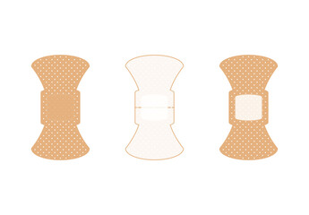 Medical antibacterial plaster. Set isolated on white background. Vector illustration.