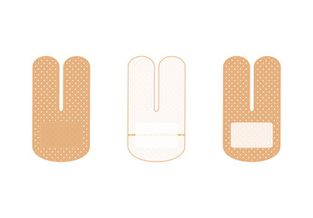 Medical antibacterial plaster. Set isolated on white background. Vector illustration.