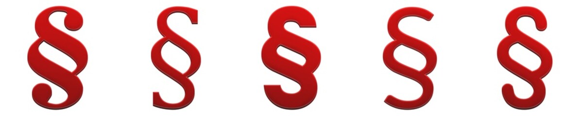 Paragraph sign article symbol red section clause icon § label legal tag 3d rendering in high resolution for print and presentations