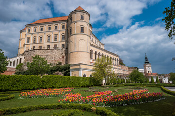 Fototapeta na wymiar Castle Mikulov seen from the baroque garden