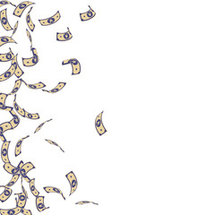 Chinese yuan notes falling. Sparse CNY bills on wh