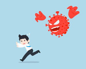 SD Business Man is Running away from the Corona Virus Covid 19