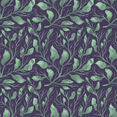colorful leaves seamless pattern with grunge structure, hand drawn clipart, colorful wallpaper