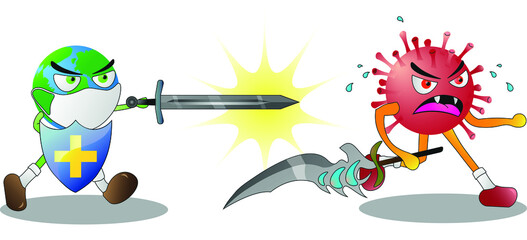 Battle against COVID-19 coronavirus Illustration