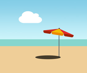 Summer beach umbrella by the sea