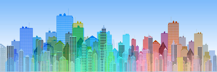 虹色の街パノラマCG