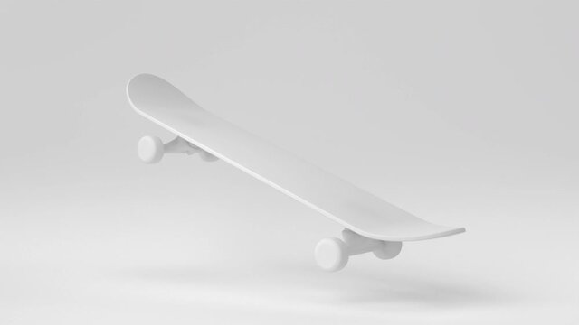 Skateboard minimal paper idea with white background. 3d render, 3d illustration.