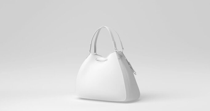 Bag minimal paper idea. Concept white bag with white background. 3d render, 3d illustration.