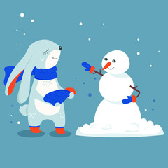 Snowman and Hare are friends