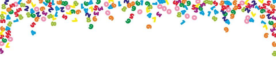 Falling colorful numbers. Math study concept with