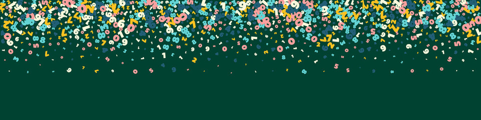 Falling light numbers. Math study concept with