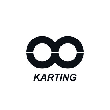 Karting logo icon sign Race track symbol Racing circle infinity emblem Sport car game design Cartoon children's style Fashion print clothes apparel greeting invitation card cover flyer poster banner