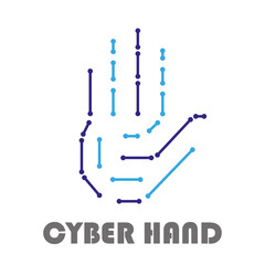 Cyber hand in the style of chips, vector art illustration.