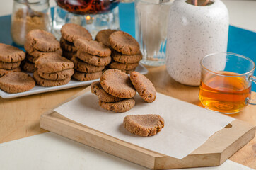 Crispy peanut butter cookies. Homemade vegan dessert. Vegan and vegetarian healthy food.
