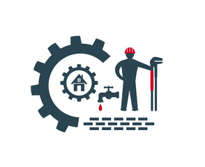 Vector illustration, logo, icon, for industrial, construction and repair work.
