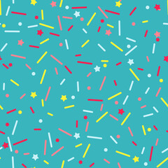 Sprinkle vector seamless pattern. Doughnut and ice cream dessert cute background.