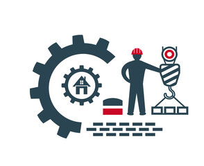 Vector illustration, logo, icon, for industrial, construction and repair work.