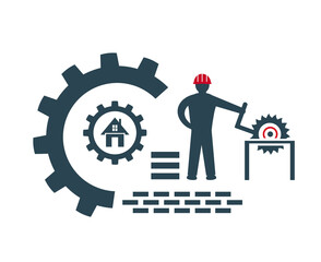 Vector illustration, logo, icon, for industrial, construction and repair work.