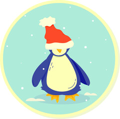 Penguin in santa hat