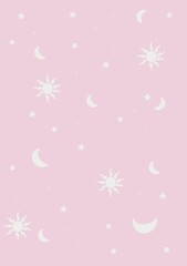 Pink Celestial Background Stars and Moons