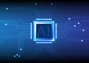 Circuit board technology background with ai system connecting high tech digital data and modern electronic computers