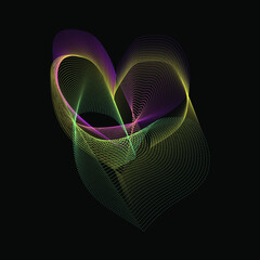 abstraction. graphic drawing of colored dots and lines on a berry background