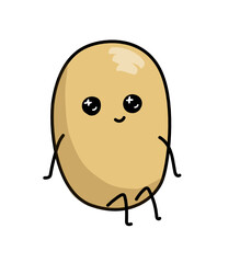  Cute kawaii cartoon potato food character for vegan design for kids and children vector illustration as comic humorous adorable sweet lovely funny icon or sticker